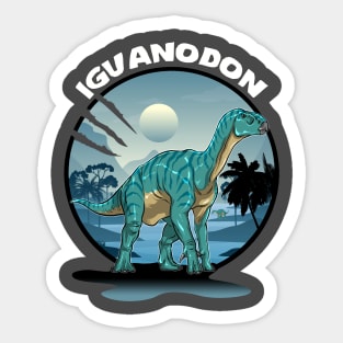 Iguanodon Dinosaur Design With Background Sticker